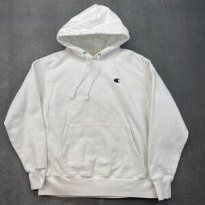 Champion Reverse Weave Men's Small White Heavy Pullover Hoodie